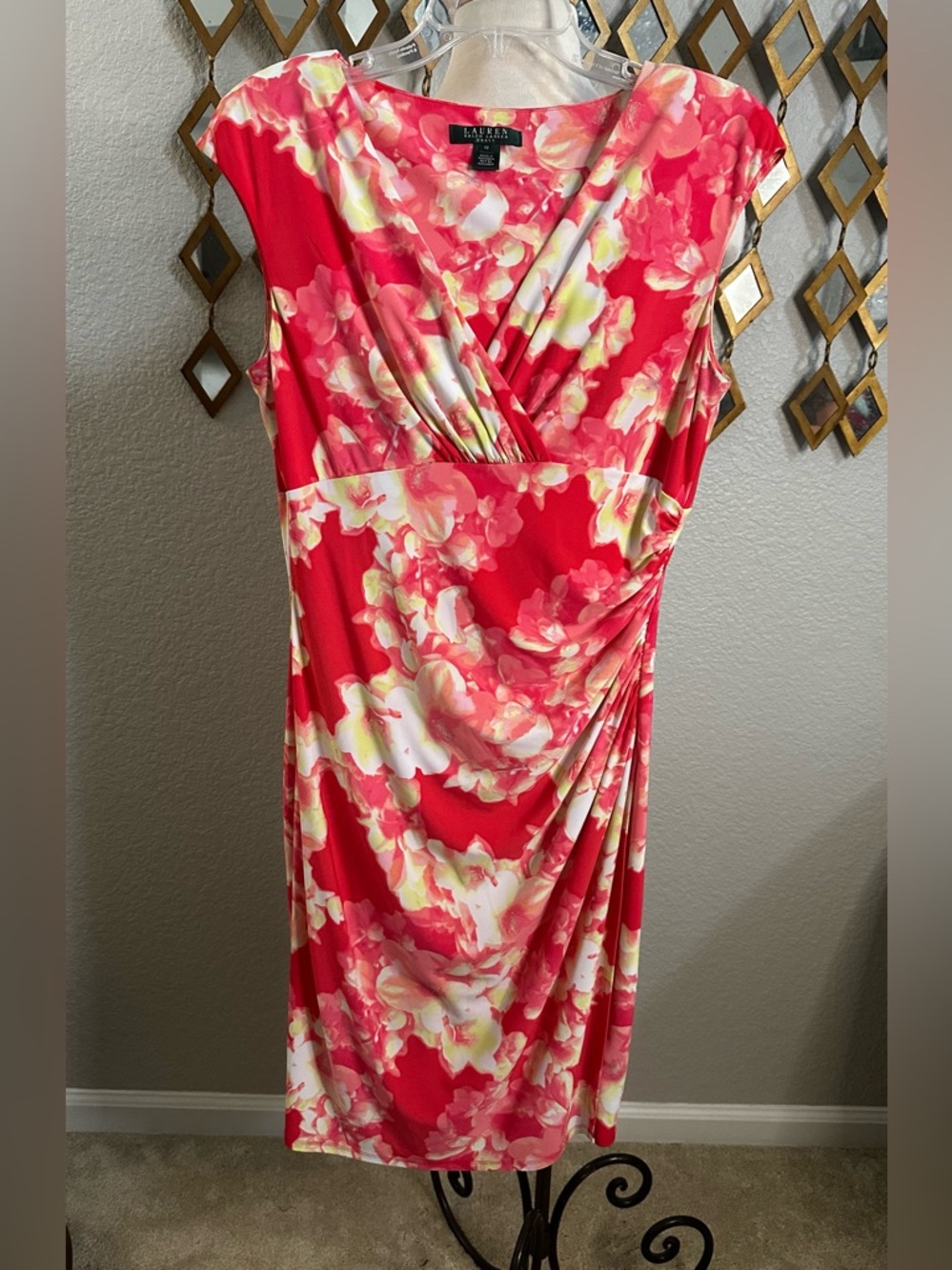 Lauren Ralph Lauren Red Floral Midi Dress